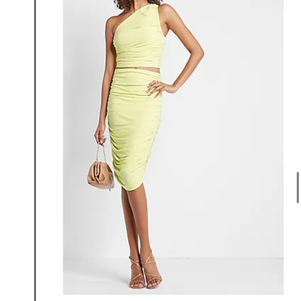 Express Matte Jersey Ruched Midi Skirt XS